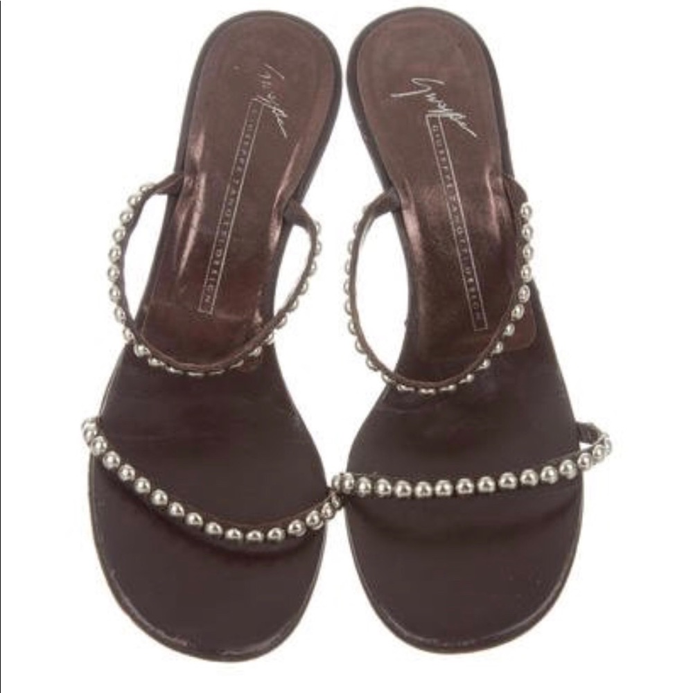 SOLD Giuseppe Zanitto stud embellished slide heels